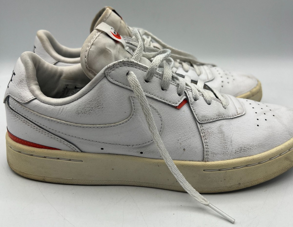 Nike Court Blanc Women 8 White Red Low Top Leather Sneakers CI0808-100 Shoes